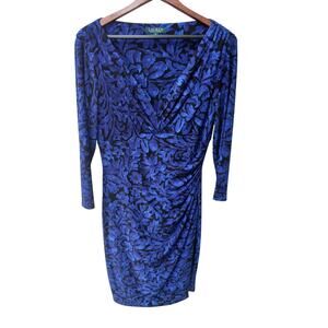 Lauren Ralph Lauren faux wrap dress stretchy knit size 10